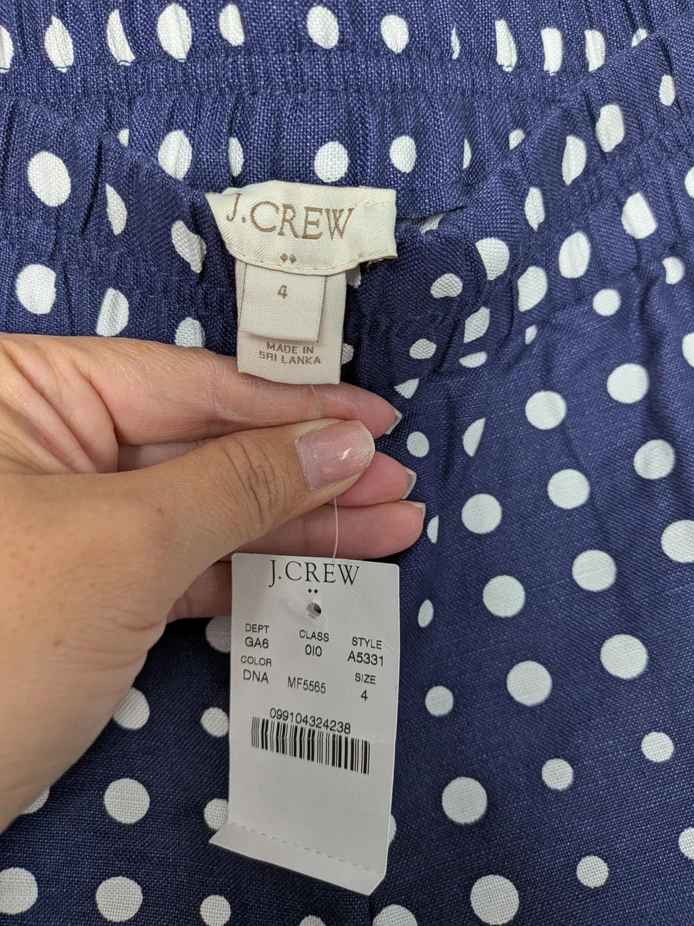 J. Crew Navy Polka Dot Elastic-Waist Shorts
